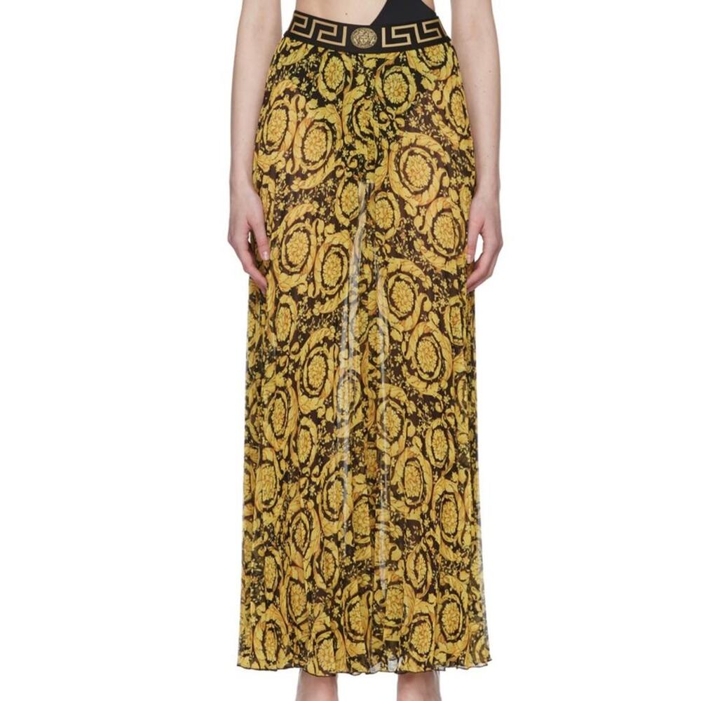 VERSACE Barocco printed chiffon plisse cover up beach pants
